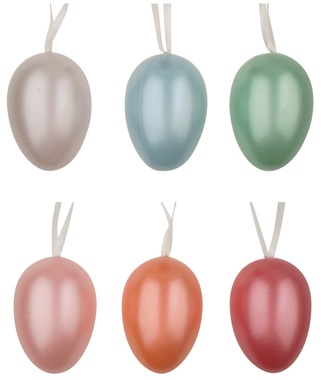 Hanging Coloured Plastic Eggs 6 cm, 6 pcs in Polybag