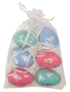 Hanging pink/blue/green Plastic Eggs 6 cm, 6 pcs in organza bag 