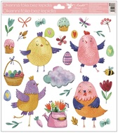 Decorative Window Cling – Chickens in Clouds with Easter Decorations