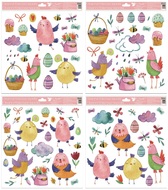 Self-Adhering Window Decoration 30 × 33.5 cm, Pink Hens