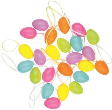 Hanging Plastic Eggs 4 cm, 24 pcs in Bag