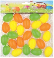 9990 Vajíčka plastová na zavěšení 6 cm, 24 ks v sáčku, mix barev pastel-2