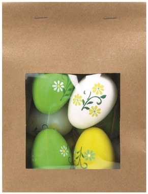 Hanging Plastic Eggs 6 cm, 9 pcs in craft bag