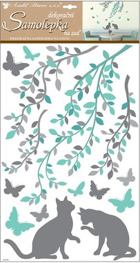 Wall Stickers 60x32 cm, Cats and Butterflies