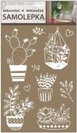 Self-adhesive decoration – White flowers and cacti 30 × 21 cm