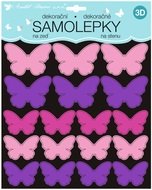 10277 Samolepky na zeď 3D růžovofialoví motýli 2 archy 35 ks 25x16 cm+25x25cm -1