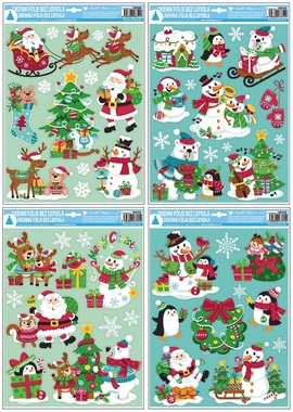 Decorative Window Cling with Glitter Colored Snowmen 42 × 30 cm
