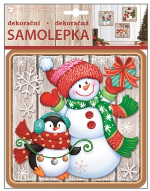 Sticker 23x18 cm, 3D, Snowman w/Penguin