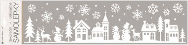 Glitter Sticker 15 x 64 cm, Town and Snowflakes