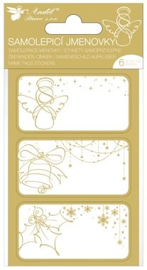 Name Tag Stickers 8 x 16 cm with Gold Hot Stamping, 6 pcs