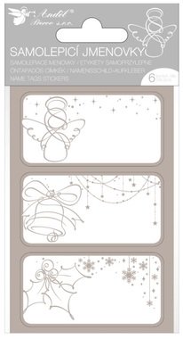 Name Tag Stickers 8 x 16 cm with Silver Hot Stamping, 6 pcs