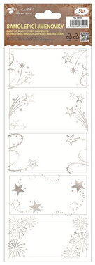 Self-adhesive gift tags 10 x 29,5 cm with silver embossing, 5 pcs.