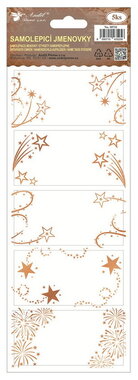 Self-adhesive gift tags 10 x 29,5 cm with copper embossing, 5 pcs.