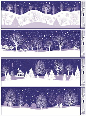 Window Cling with glitter stripe Snowy Landscape 90 x 30 cm