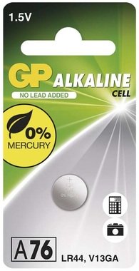 Button cell battery A76 (LR44), 1.5V, alkaline