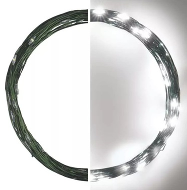 Nano string lights, green, 4 m – 40 LEDs, cool white + 5 m power lead + timer