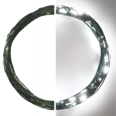 Nano string lights, green, 7.5 m – 75 LEDs, cool white + 5 m power lead + timer