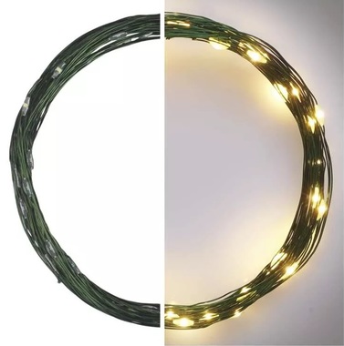 Nano string lights, green, 4 m – 40 LEDs, warm white + 5 m power lead + timer