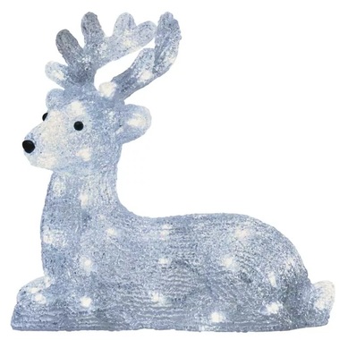 Reindeer illuminated, 31 × 27 × 14 cm, 40 LEDs, cool white + 3 m power lead