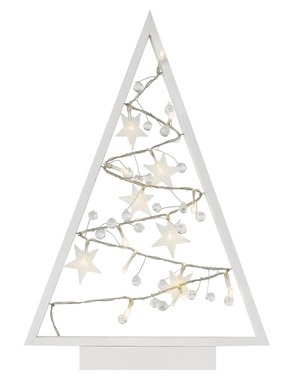 Wooden tree with lights, 27 × 40 cm, warm white, 15 LEDs