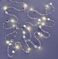 Garland, Silver star 1.9 m, warm white, 20 LEDs