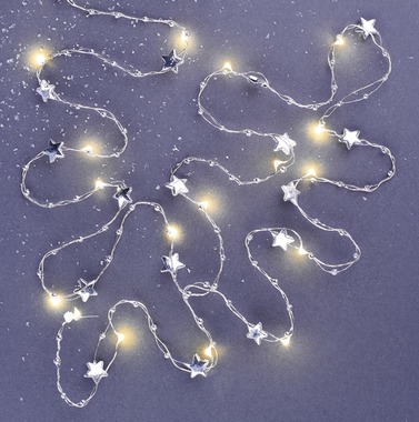 Garland, Silver star 1.9 m, warm white, 20 LEDs