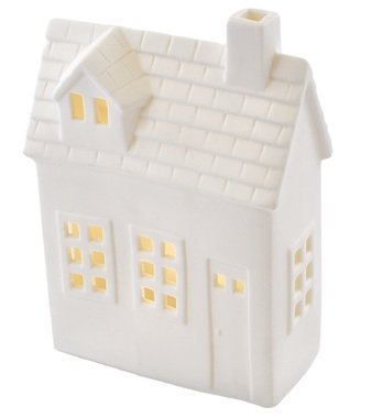 Ceramic house LED light, 1 LED, warm white, 13 × 17.9 × 6.5 cm