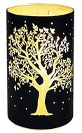 11706 Sv&iacute;t&iacute;c&iacute; skleněn&yacute; v&aacute;lec s motivem stromu &ndash; čern&yacute;, 15 x 9 cm, tepl&aacute; b&iacute;l&aacute;, 10 LED, časovač-1