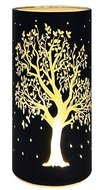 11707 Sv&iacute;t&iacute;c&iacute; skleněn&yacute; v&aacute;lec s motivem stromu &ndash; čern&yacute;, 20 x 9 cm, tepl&aacute; b&iacute;l&aacute;, 10 LED, časovač-1