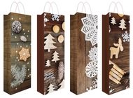 Bottle gift bag with glitter 12 x 36 x 9 cm