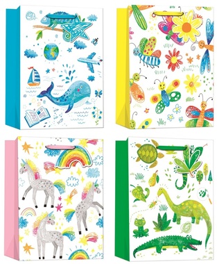 Children's paper bag with glitter L 26 x 32 x 12 cm