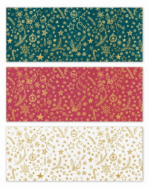Wrapping paper gold print 3 motifs, 70 g, 500 x 70 cm