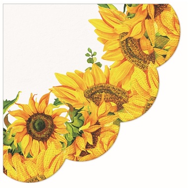 Paper Napkins, Sunflowers, 3-ply, Round O 32 cm, 12 pcs