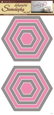Wall Sticker 60x32 cm, Grey-pink Hexagons