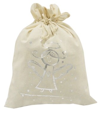 Gift Canvas Bag 36 x 27 cm, Silver Angel