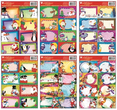 Name Tag Stickers 3D w/glitter 20x14 cm, 8 pcs