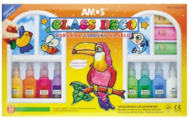 Glass Deco 13 colours 22 ml + stencils + foils