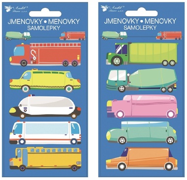 Self-adhesive name tags – Means of transport 8 × 16 cm, 5 pcs