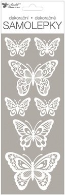 Stickers 11 x 30 cm, White w/Glitters Butterflies