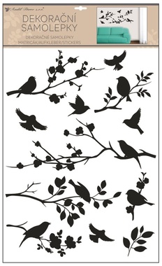 Wall Sticker Black Branch with Birds 42 x 60 cm