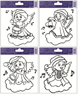 Stencils for Glass Deco w/raised outline, 14x14 cm, Angel