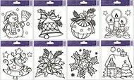 Stencils for Glass Deco w/raised outline, 14x14 cm, Xmas