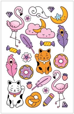  Tattoo Stickers 8,5 x 13 cm, Cats