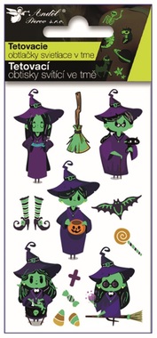 Tattoo Stickers glow in the dark Witches 10.5 x 6 cm