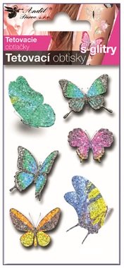 Tattoo Stickers Green Butterflies with glitter 10.5 x 6 cm