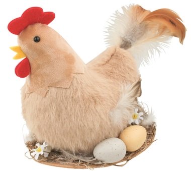 Plush Hen 24 x 20 x 12 cm, Brown