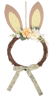 Wreath with Felt Ears and Bow 23 x 42 cm, Yellow