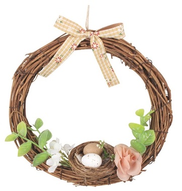 Wreath with Nest and Brown Bow 20 x 20 x 6,5 cm