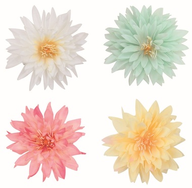 Decorative Flowers 8 x 2.5 x 8 cm on a clip, 4 pcs
