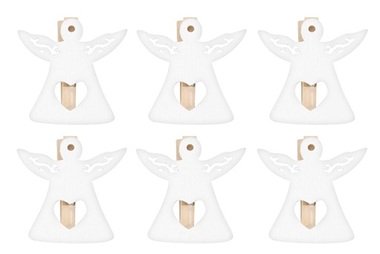 Wooden Angel 3 cm, on Peg, 6 pcs